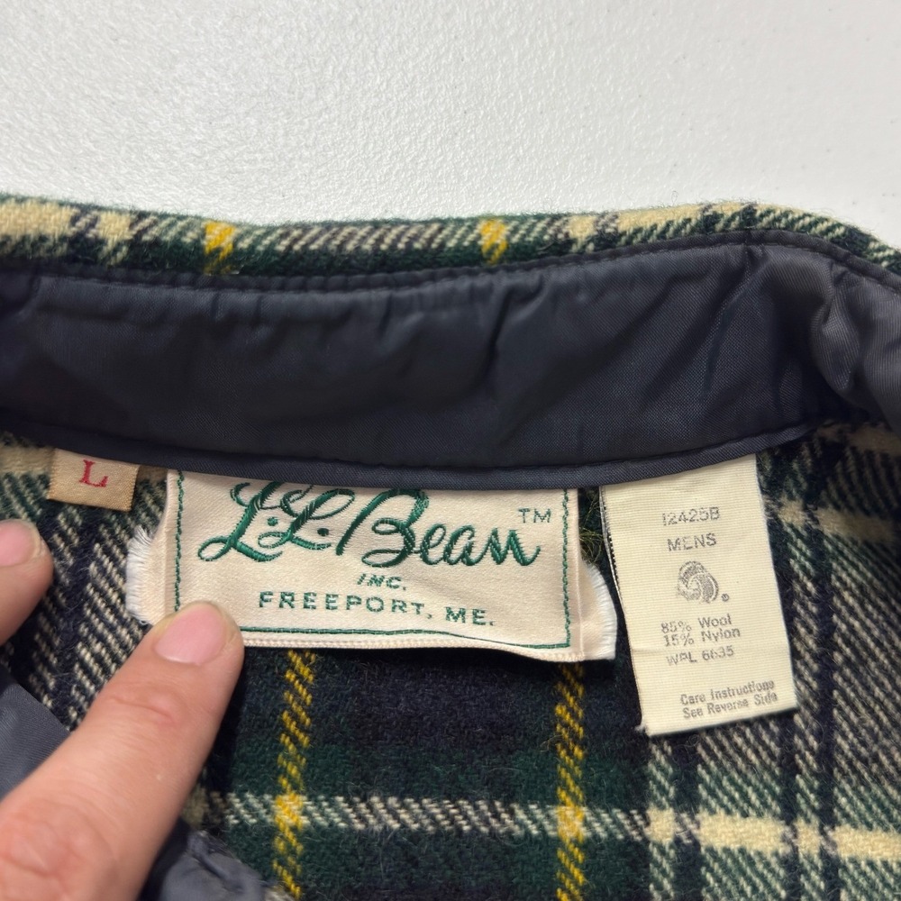 Vintage LL Bean Flannel Popover Mens large Plaid Excellent Wool Shirt Jacket - Picture 7 of 7